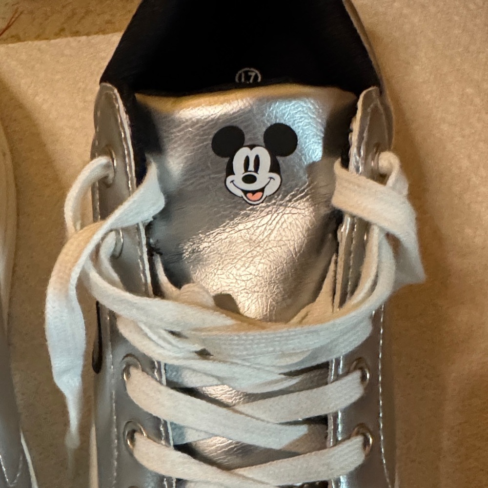 Disney Silver Sneakers with Black Mickey Mouse - Picture 9 of 9